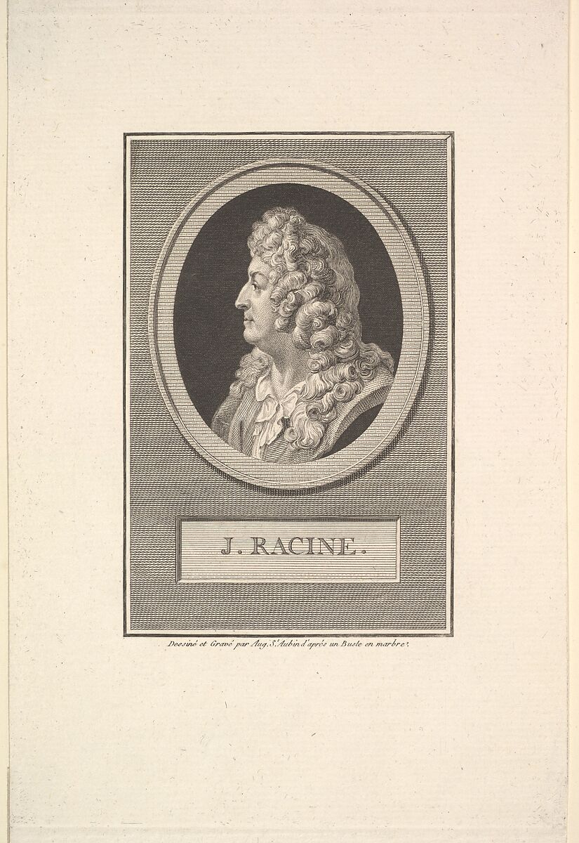 Portrait of Jean Racine, Augustin de Saint-Aubin (French, Paris 1736–1807 Paris), Etching and engraving; third state of three (Bocher) 