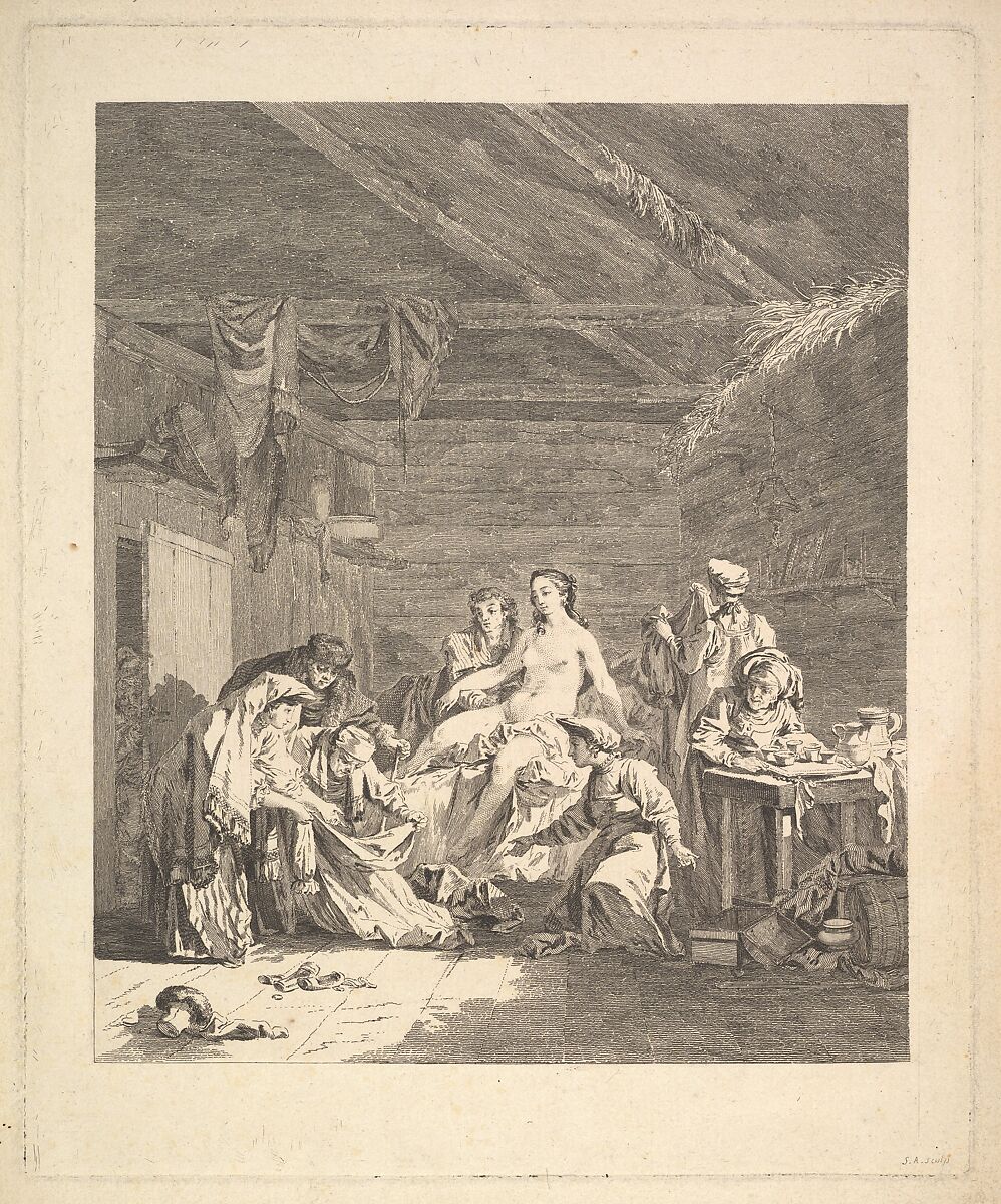 Vignette of the first volume, page 165: Usage des Russes après le Mariage et avant la Noce, from Voyage en Sibérie fait par ordre du Roi en 1761 [...], Paris, 1768 by Chappe d'Auteroche, Augustin de Saint-Aubin (French, Paris 1736–1807 Paris), Etching; first state of three (Bocher) 