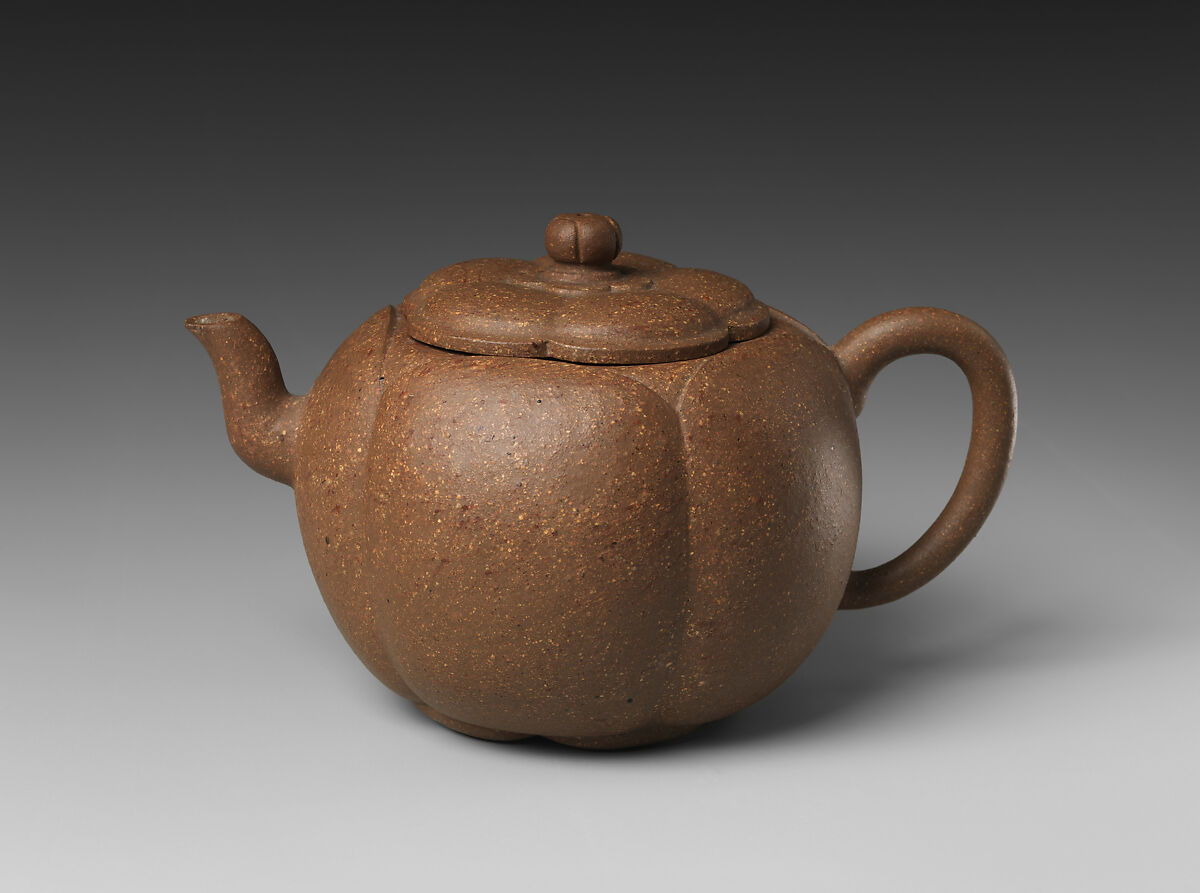 Teapot in the Shape of a Plum Blossom, Shi Dabin (Chinese, active 1620–40), Stoneware (Yixing ware), China 