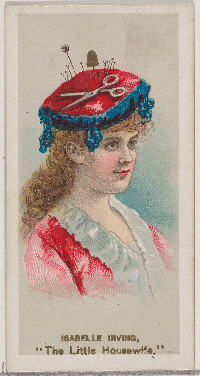 Isabelle Irving as "The Little Housewife," from the series Fancy Dress Ball Costumes (N73) for Duke brand cigarettes, Issued by W. Duke, Sons &amp; Co. (New York and Durham, N.C.), Commercial color lithograph 