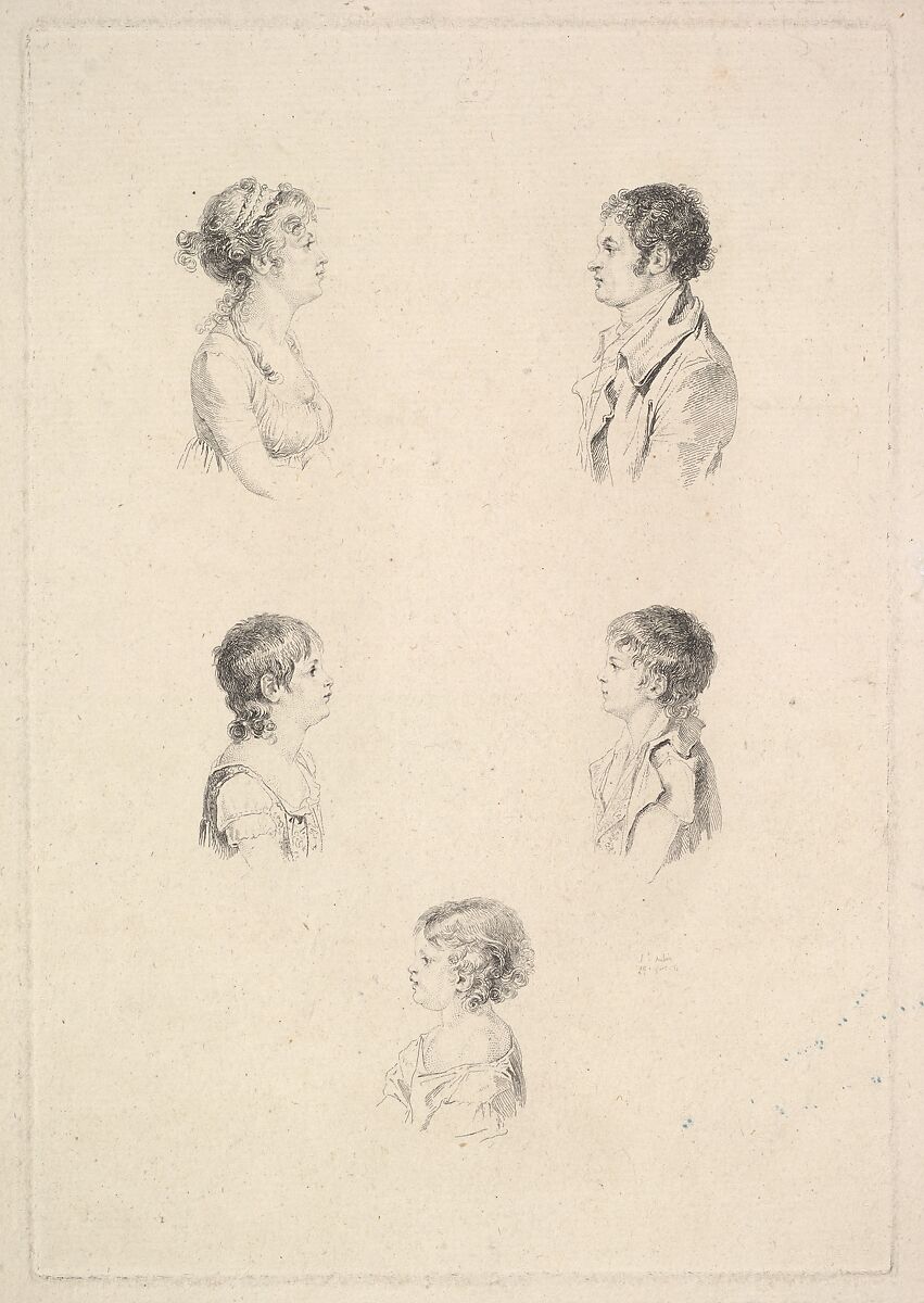 La Famille Renouard (The Renouard Family), Augustin de Saint-Aubin (French, Paris 1736–1807 Paris), Etching; first state of three (Bocher) 