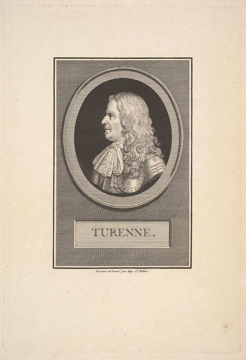 Portrait of Henry de la Tour, Vicomte de Turenne, Augustin de Saint-Aubin (French, Paris 1736–1807 Paris), Etching and engraving; third state of three (Bocher) 
