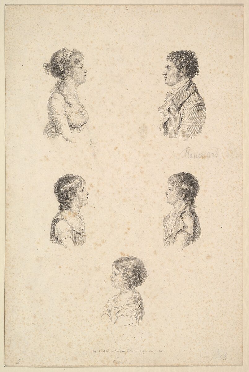 La Famille Renouard (The Renouard Family), Augustin de Saint-Aubin (French, Paris 1736–1807 Paris), Etching and engraving; third state of three (Bocher) 