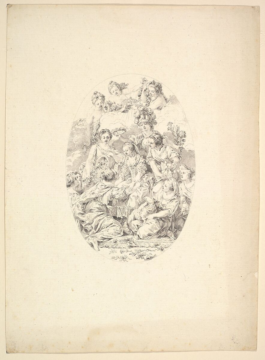 Allegory of Marie Antoinette, Augustin de Saint-Aubin (French, Paris 1736–1807 Paris), Etching 