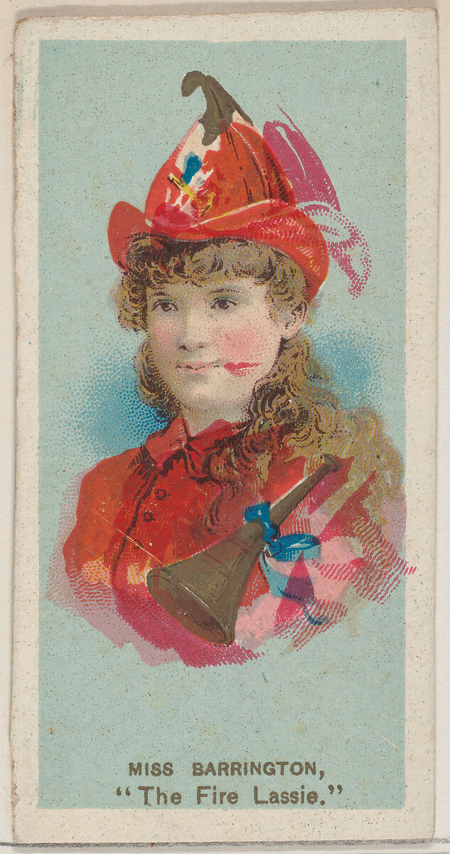 Miss Barrington as "The Fire Lassie," from the series Fancy Dress Ball Costumes (N73) for Duke brand cigarettes, Issued by W. Duke, Sons &amp; Co. (New York and Durham, N.C.), Commercial color lithograph 