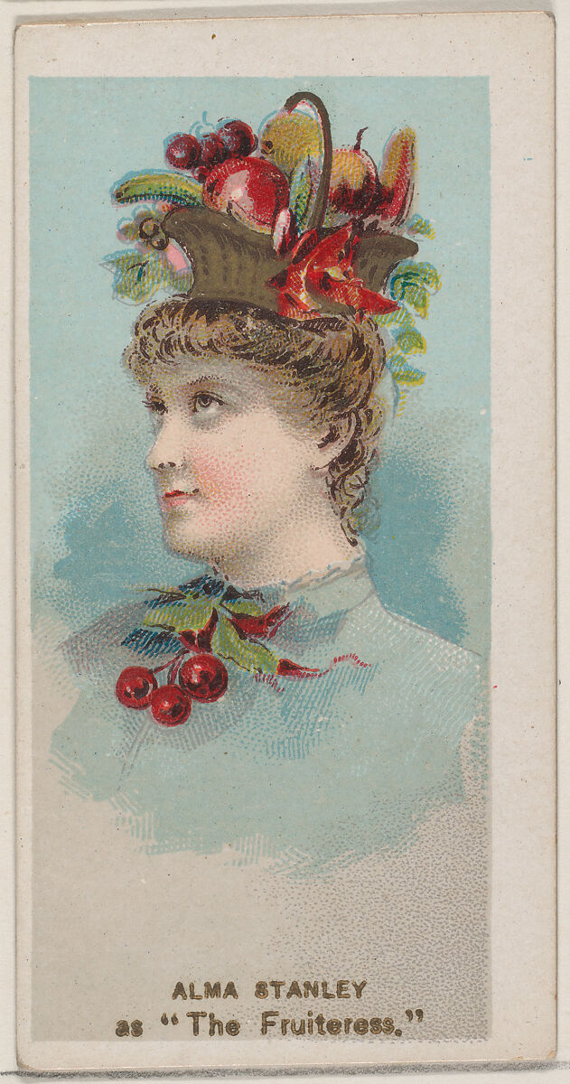 Alma Stanley as "The Fruiteress," from the series Fancy Dress Ball Costumes (N73) for Duke brand cigarettes, Issued by W. Duke, Sons &amp; Co. (New York and Durham, N.C.), Commercial color lithograph 