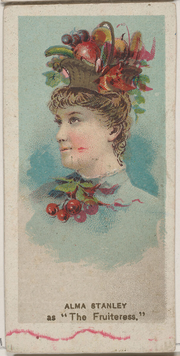 Alma Stanley as "The Fruiteress," from the series Fancy Dress Ball Costumes (N73) for Duke brand cigarettes, Issued by W. Duke, Sons &amp; Co. (New York and Durham, N.C.), Commercial color lithograph 