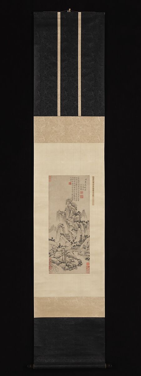 Spring Dawn over the Elixir Terrace, Lu Guang (Chinese, ca. 1300–after 1371), Hanging scroll; ink on paper, China