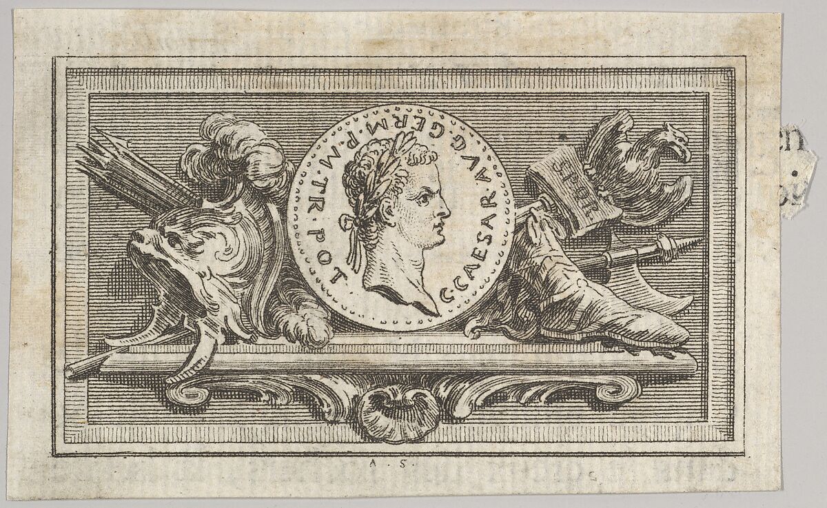 Medal with Portrait of Caligula in the 6th Book, from Tibère ou les six premiers livres es Annales de Tacite Traduits par M. l'abbé de la Bléterie Professeur d'Eloquence au Collège Royal et de l'Académie Royale des Inscriptions et Belles-lettres. A Paris de l'Imprimerie Royale, Augustin de Saint-Aubin (French, Paris 1736–1807 Paris), Etching and engraving 