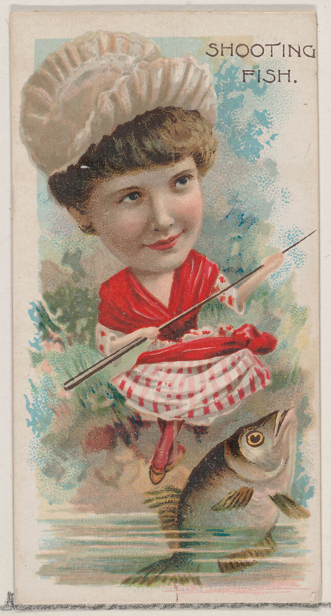 Shooting Fish, from the series Fishers and Fish (N74) for Duke brand cigarettes, Lithography by Knapp &amp; Company (American, New York), Commercial color lithograph 