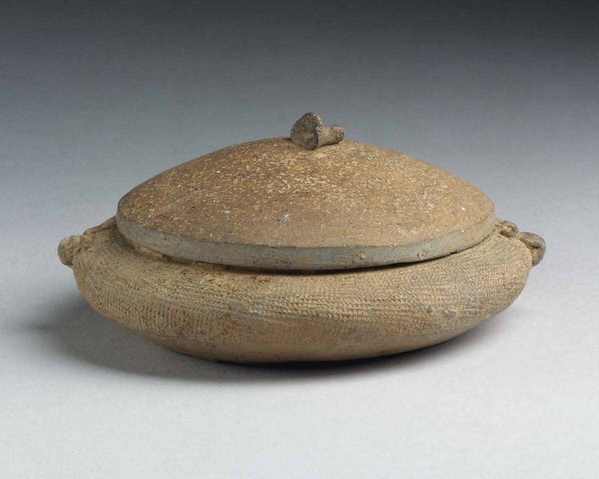 Covered jar (Guan), Stoneware with impressed and relief decoration, China 
