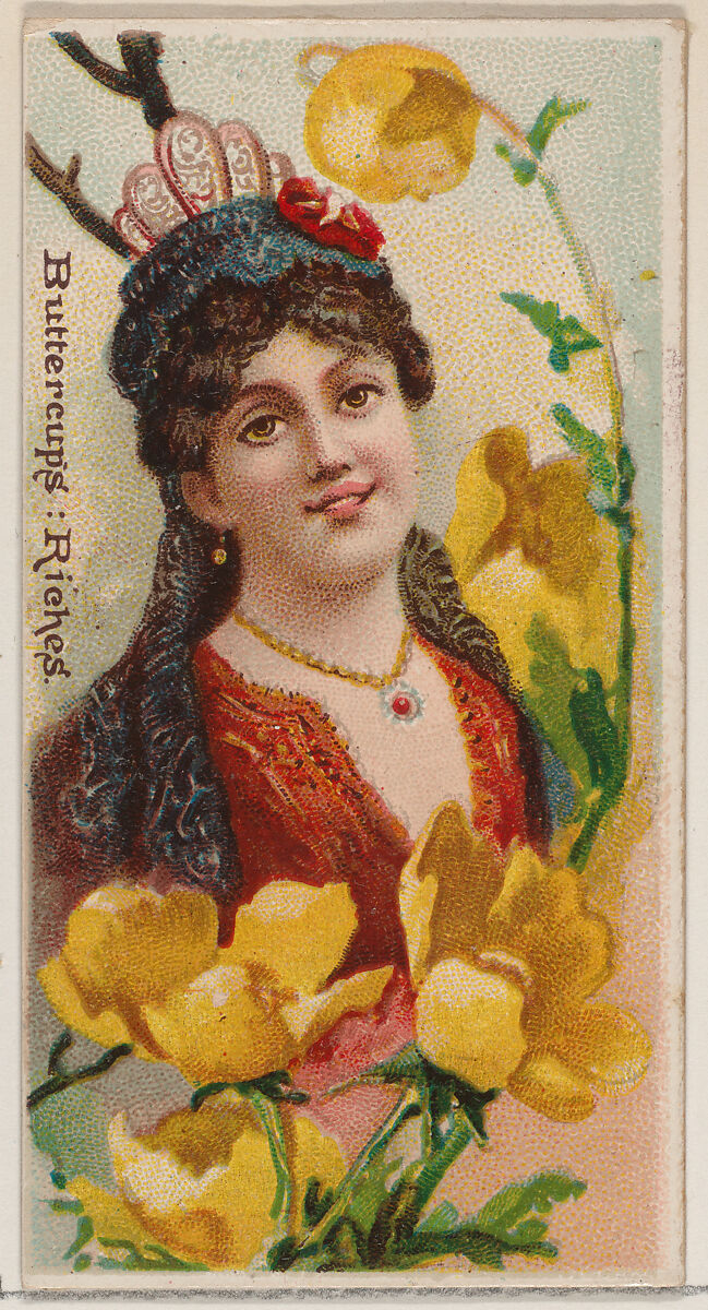 Buttercups: Riches, from the series Floral Beauties and Language of Flowers (N75) for Duke brand cigarettes, Issued by Duke Cigarette branch of the American Tobacco Company, Commercial color lithograph 