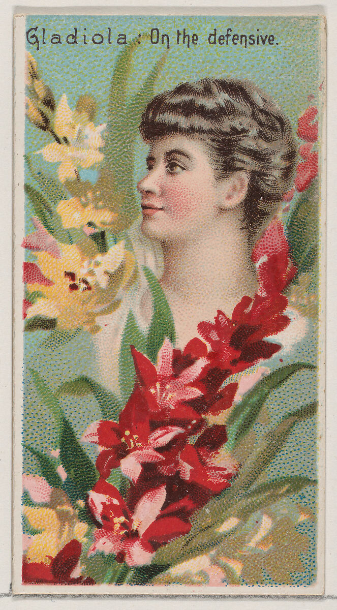 Gladiola: On the Defensive, from the series Floral Beauties and Language of Flowers (N75) for Duke brand cigarettes, Issued by Duke Cigarette branch of the American Tobacco Company, Commercial color lithograph 