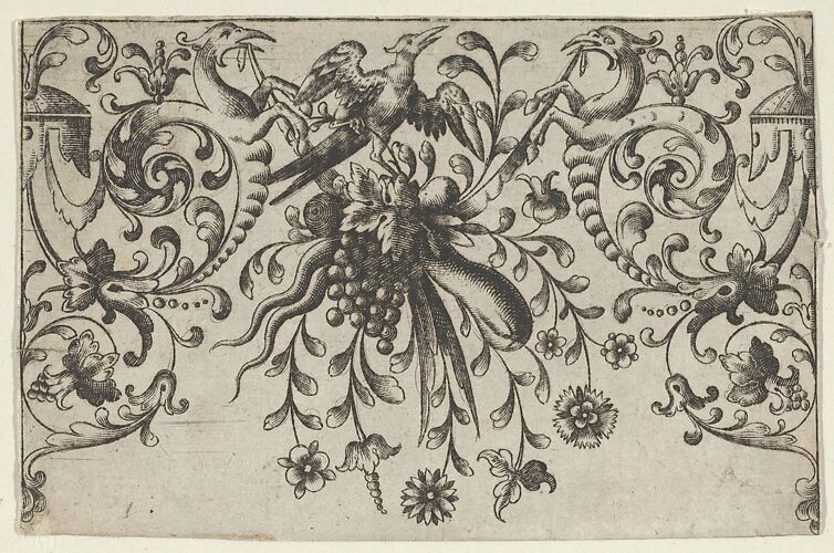 Design for Silverwork with Garlands, Birds, and Grotesque Motifs