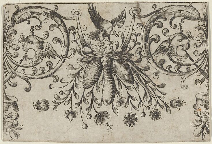 Design for Silverwork with Garlands, Birds, and Grotesque Motifs