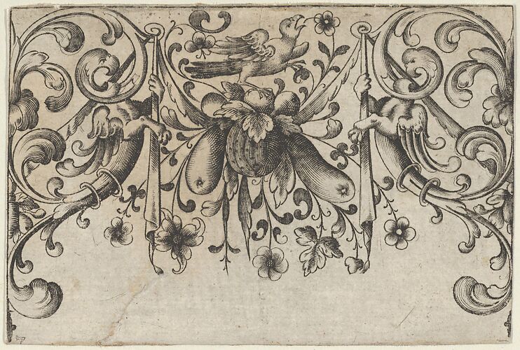 Design for Silverwork with Garlands, Birds, and Grotesque Motifs