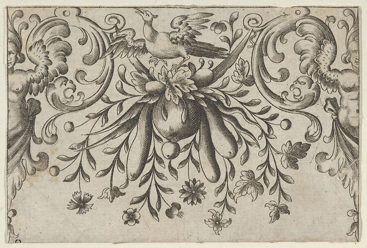 Design for Silverwork with Garlands, Birds, and Grotesque Motifs