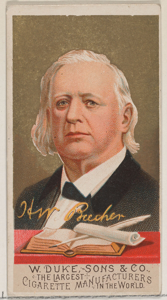 H.W. Beecher, from the series Great Americans (N76) for Duke brand cigarettes, Issued by W. Duke, Sons &amp; Co. (New York and Durham, N.C.), Commercial color lithograph 