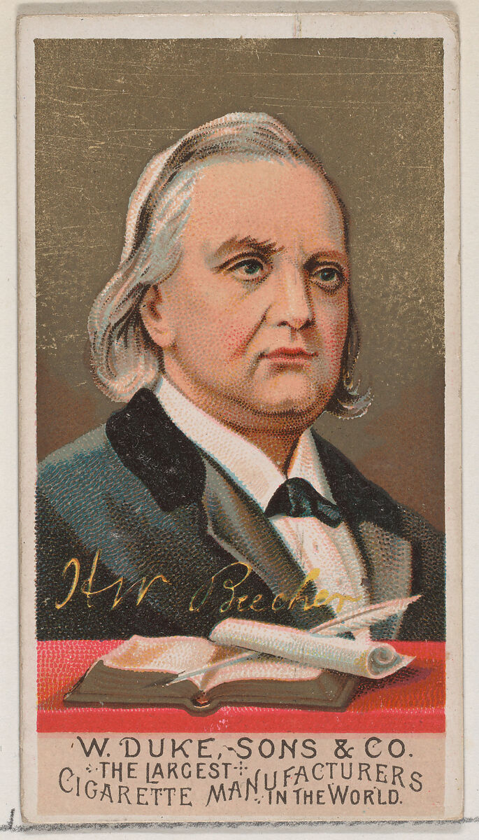 H.W. Beecher, from the series Great Americans (N76) for Duke brand cigarettes, Issued by W. Duke, Sons &amp; Co. (New York and Durham, N.C.), Commercial color lithograph 