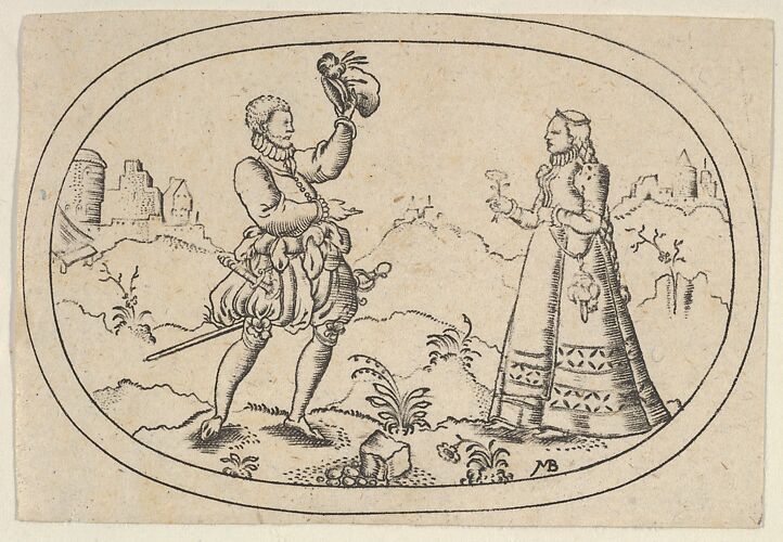 A Gentleman Greets a Lady, from Das Bossenbüchlein