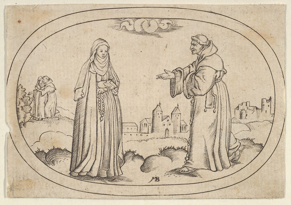 A Nun and a Friar, from Das Bossenbüchlein, Mathais Beitler (German, Ansbach, active ca. 1582–1616), Engraving 