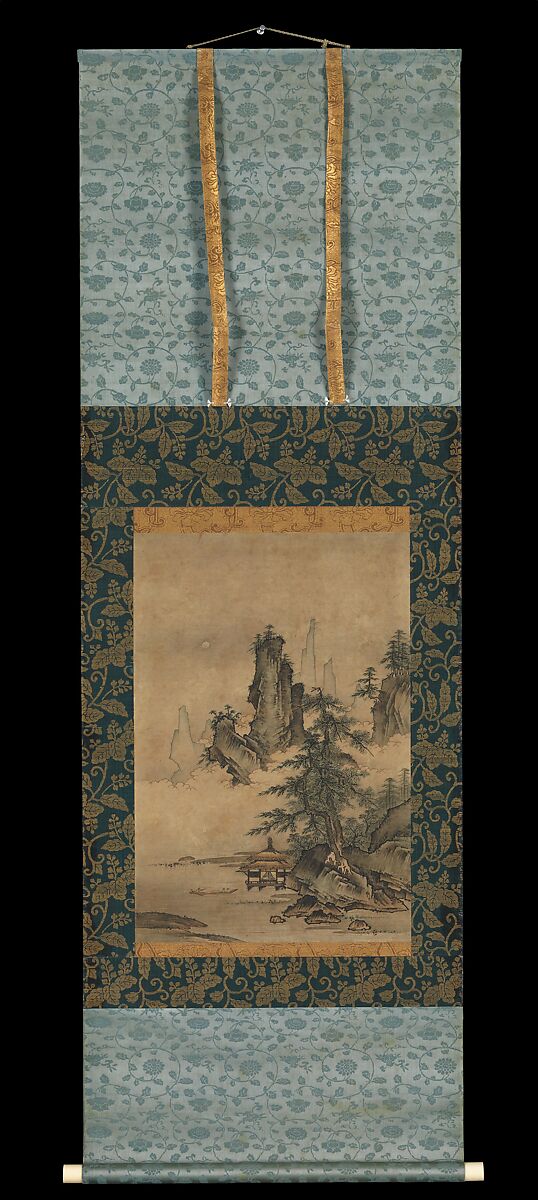 Landscape, Maejima Sōyū (active mid-16th century), Hanging scroll; ink and color on paper, Japan