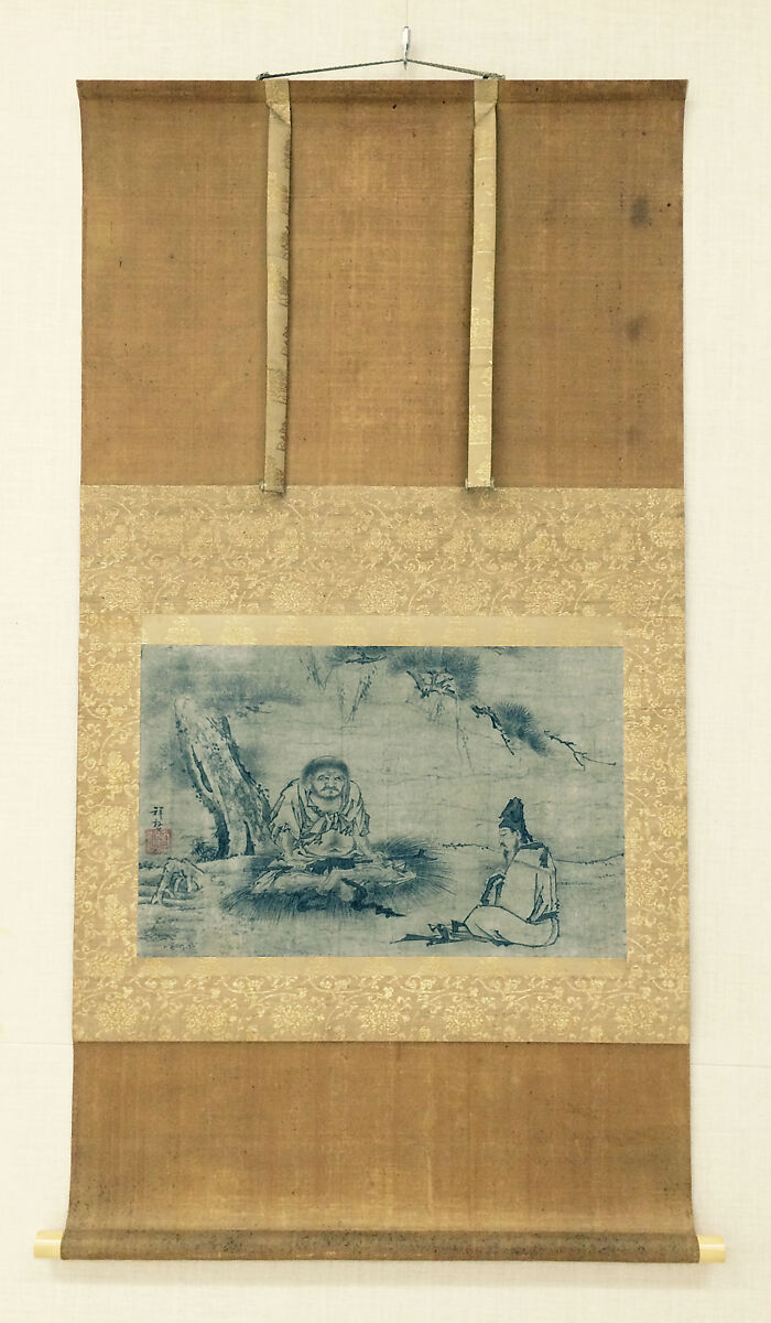 Zen Encounter (Niaoke Daolin and Bai Juyi), Attributed to Kenkō Shōkei (Japanese, active ca. 1478–ca. 1523), Hanging scroll; ink on paper, Japan