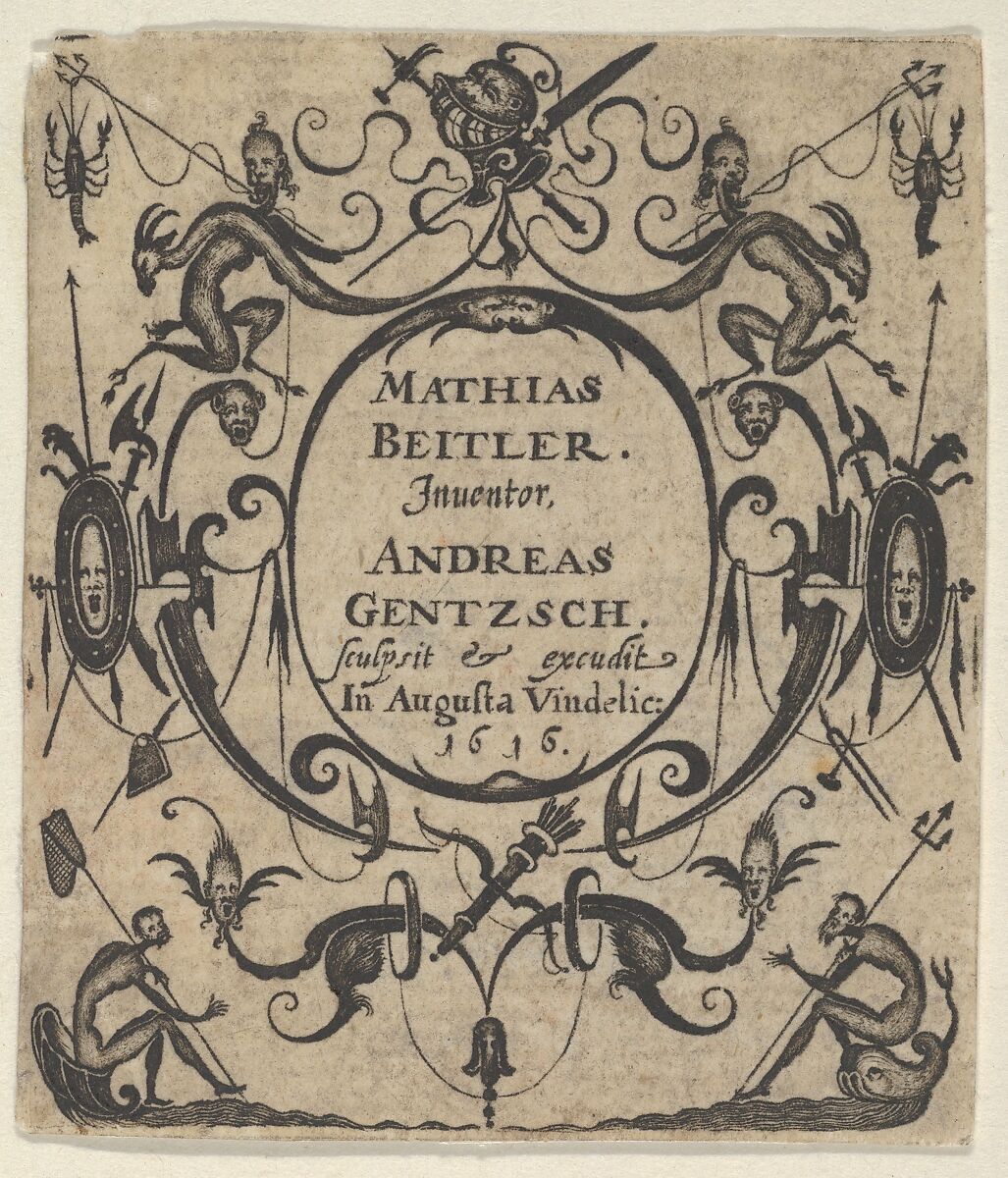 Title Plate with Blackwork Design, Andreas Gentzsch (German, active Augsburg, ca. 1600), Engraving and blackwork 