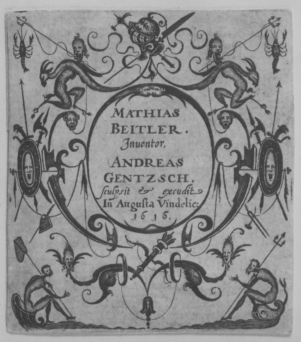 Title Plate with Blackwork Design, Andreas Gentzsch (German, active Augsburg, ca. 1600), Engraving and blackwork