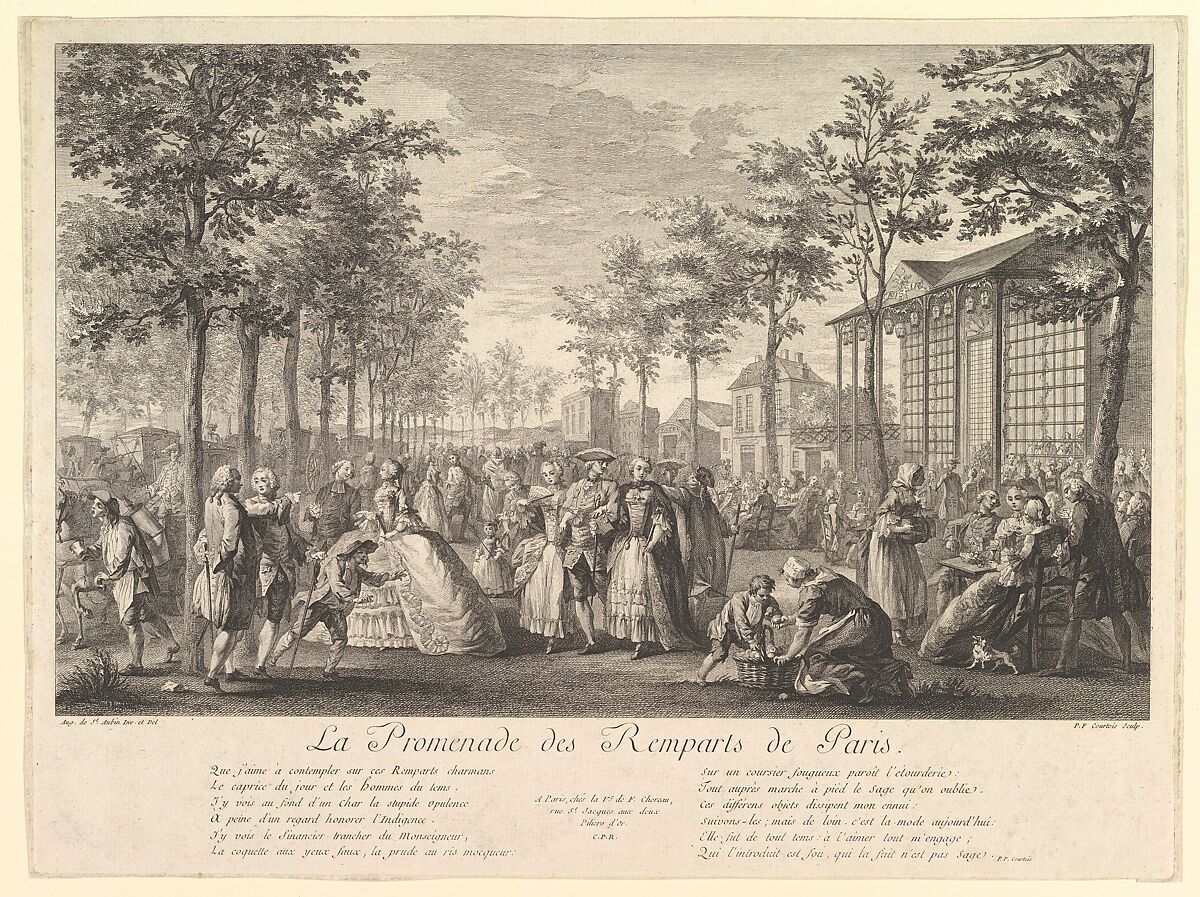 La Promenade des Remparts de Paris, Pierre François Courtois (French, Paris 1736–1763 Rochefort), Etching and engraving; third state of three (Bocher) 