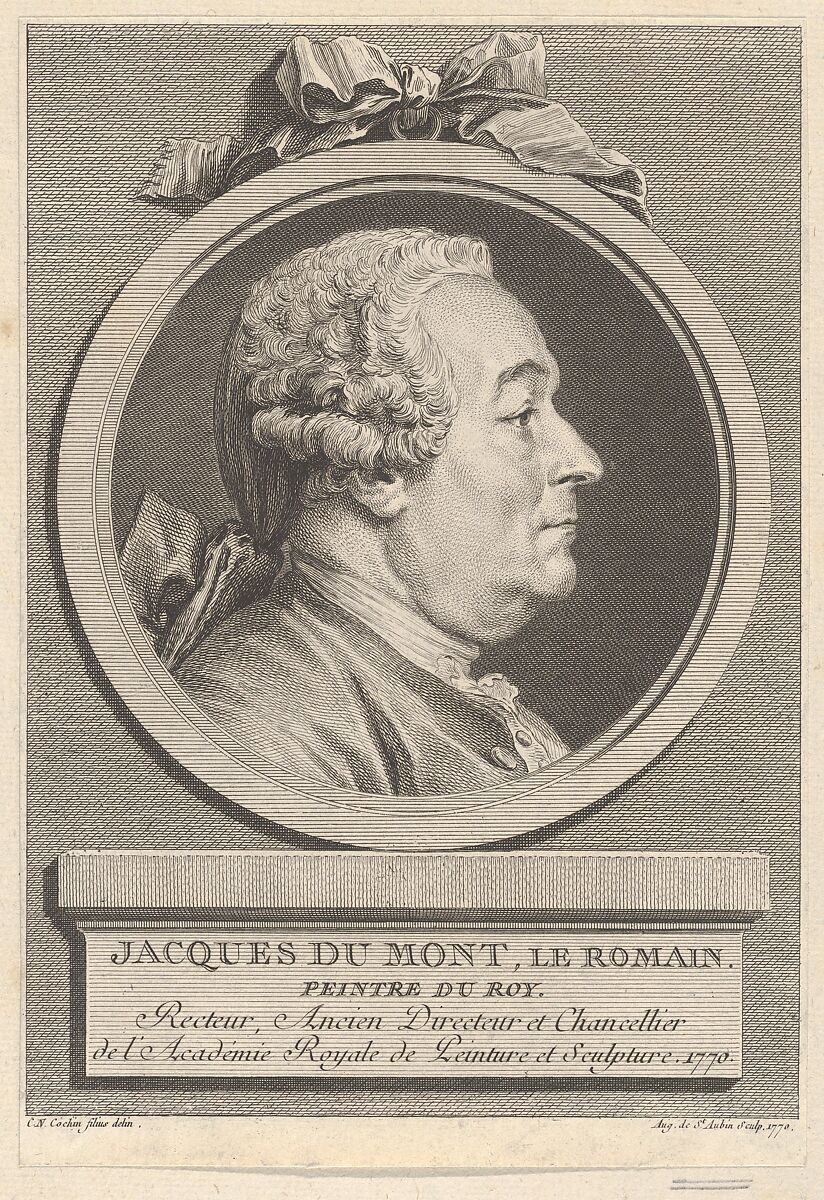 Portrait of Jacques Du Mont, Le Romain, Augustin de Saint-Aubin (French, Paris 1736–1807 Paris), Etching and engraving; third state of three (Bocher) 