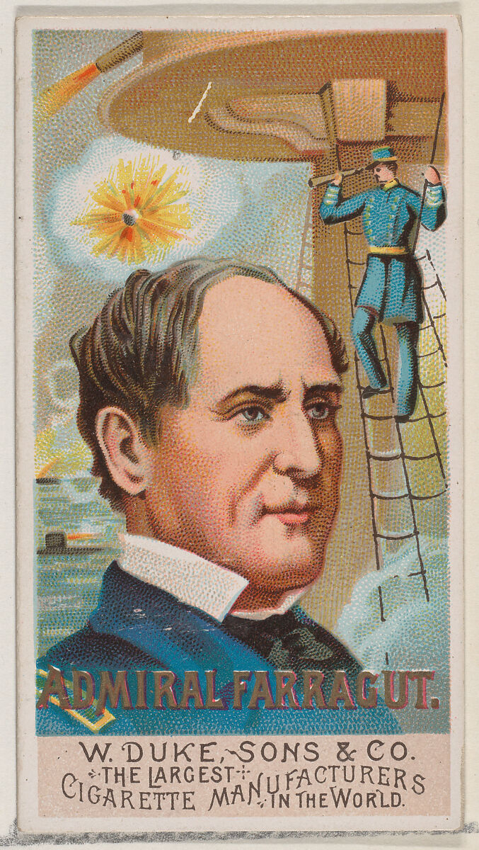 Admiral Farragut, from the series Great Americans (N76) for Duke brand cigarettes, Issued by W. Duke, Sons &amp; Co. (New York and Durham, N.C.), Commercial color lithograph 
