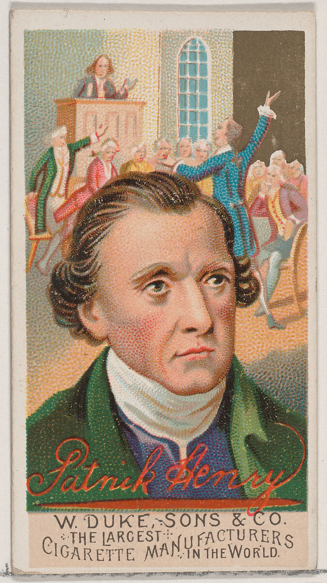 Patrick Henry, from the series Great Americans (N76) for Duke brand cigarettes, Issued by W. Duke, Sons &amp; Co. (New York and Durham, N.C.), Commercial color lithograph 