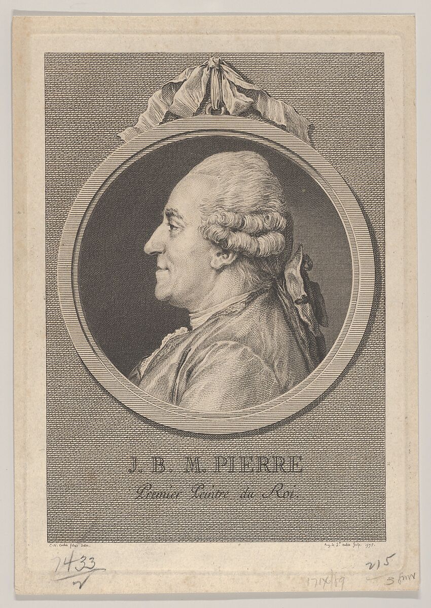Portrait of Jean-Baptiste-Marie Pierre, Augustin de Saint-Aubin (French, Paris 1736–1807 Paris), Etching and engraving; third state of three (Bocher) 