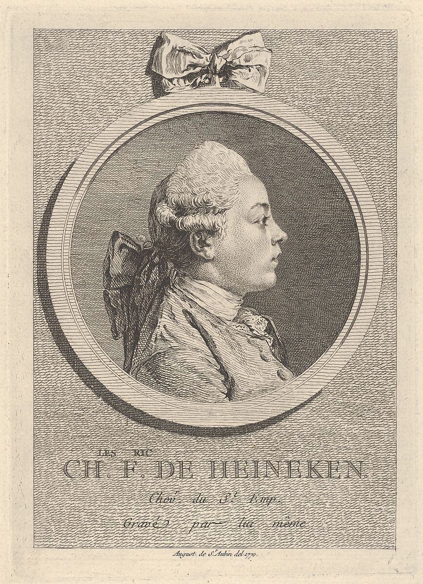Portrait of Charles-Frédéric de Heinecken, Augustin de Saint-Aubin (French, Paris 1736–1807 Paris), Etching and engraving 
