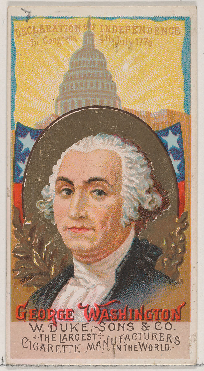 George Washington, from the series Great Americans (N76) for Duke brand cigarettes, Issued by W. Duke, Sons &amp; Co. (New York and Durham, N.C.), Commercial color lithograph 