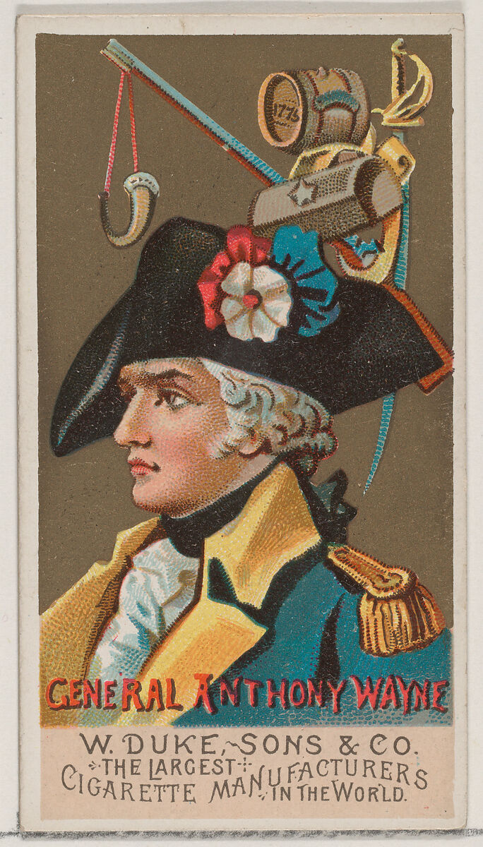 General Anthony Wayne, from the series Great Americans (N76) for Duke brand cigarettes, Issued by W. Duke, Sons &amp; Co. (New York and Durham, N.C.), Commercial color lithograph 