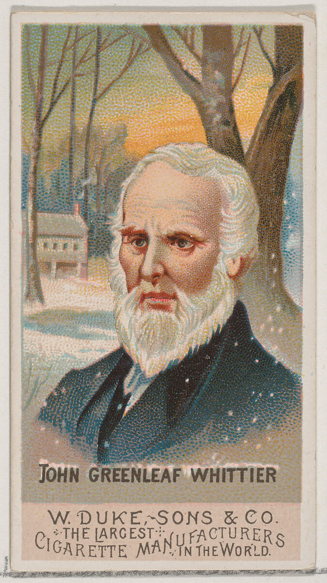 John Greenleaf Whittier, from the series Great Americans (N76) for Duke brand cigarettes, Issued by W. Duke, Sons &amp; Co. (New York and Durham, N.C.), Commercial color lithograph 