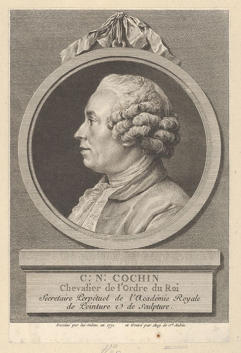 Portrait of Charles-Nicolas Cochin II, Augustin de Saint-Aubin (French, Paris 1736–1807 Paris), Etching and engraving; fifth state of five (Bocher) 