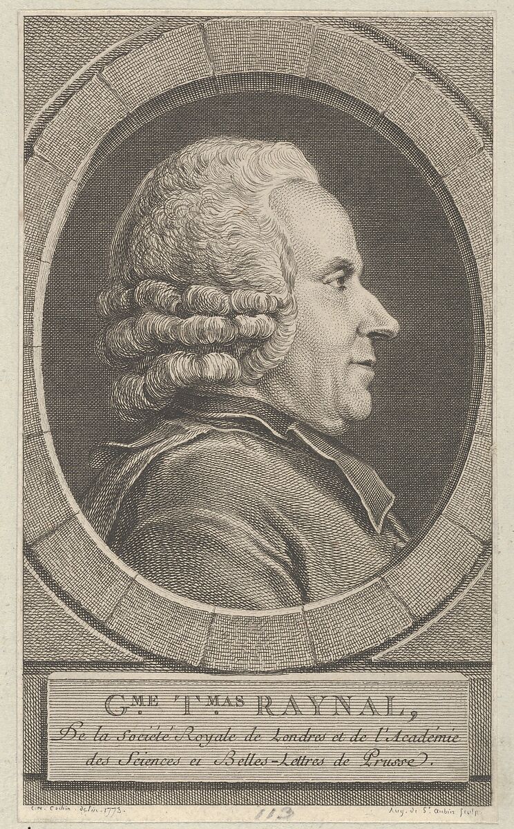 Portrait of Guillaume-Thomas Raynal, Augustin de Saint-Aubin (French, Paris 1736–1807 Paris), Etching and engraving; after second state of two (Bocher) 