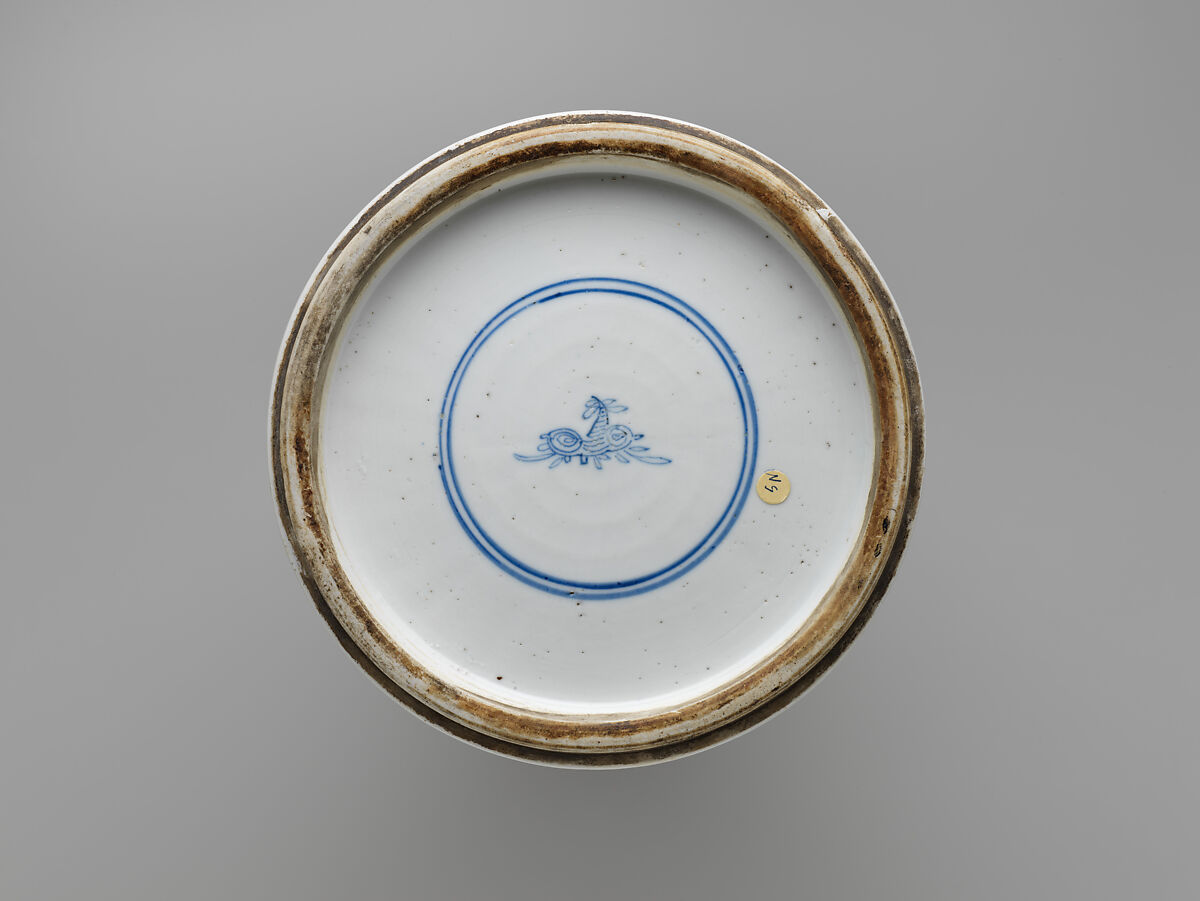 Vase with landscape scenes, Porcelain painted in underglaze cobalt blue, copper red, and light green (Jingdezhen ware), China