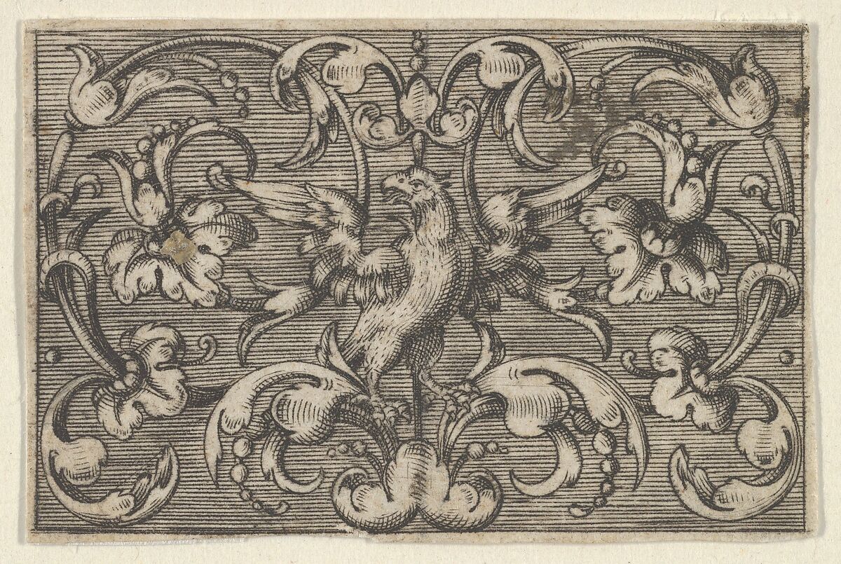 Horizontal Panel with a Bird, from Varii Generis Opera Aurifabris Necessaria, Paul Birckenhultz (1561–1639), Engraving; first of two states (SKB) 