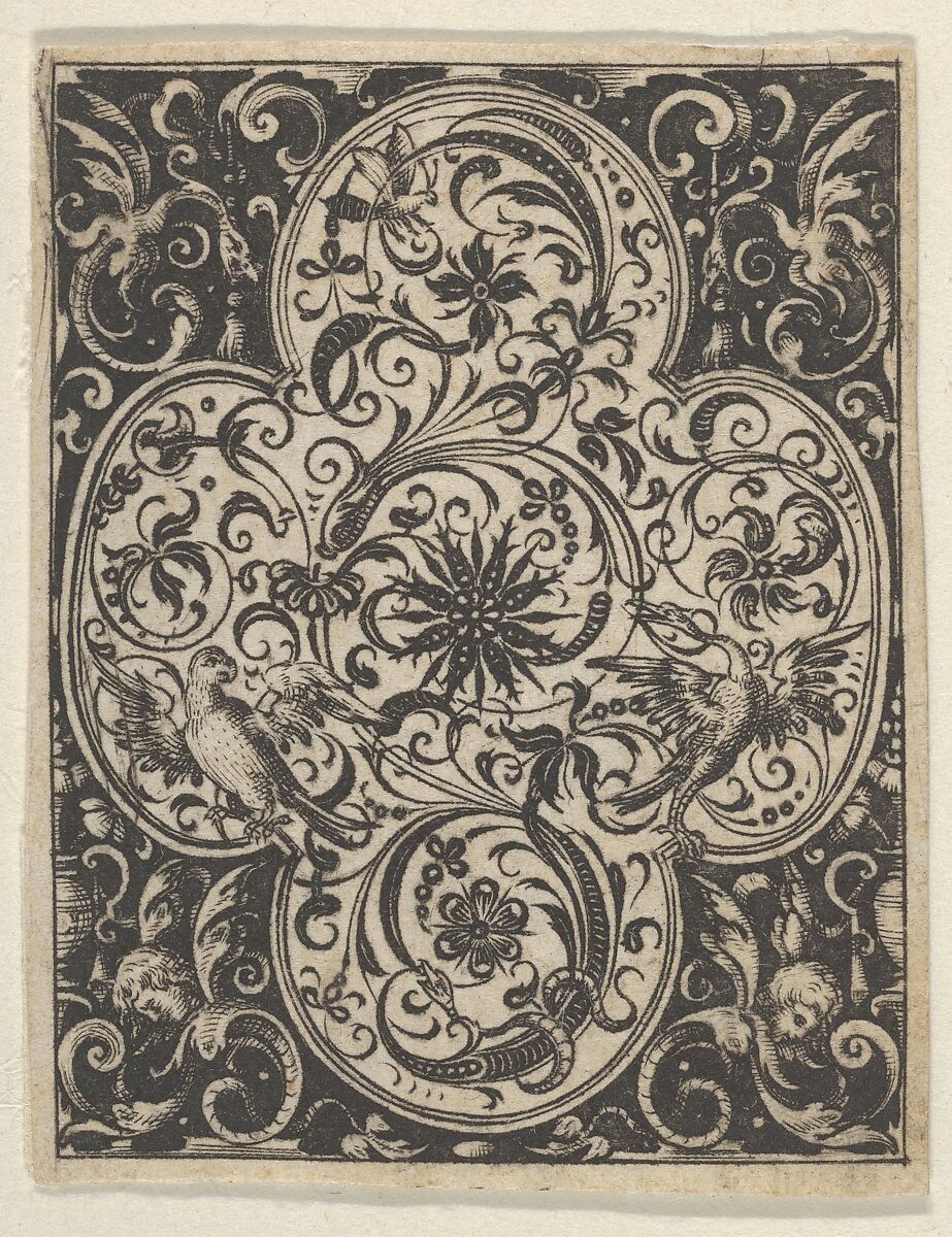 Quatrefoil Design in Blackwork, from Varii Generis Opera Aurifabris Necessaria, Paul Birckenhultz (1561–1639), Engraving and blackwork 