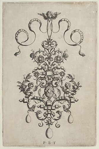 Vertical Panel with Design for a Pendant, from Ars His Myronis Nobilis Effingitus Pagellulis