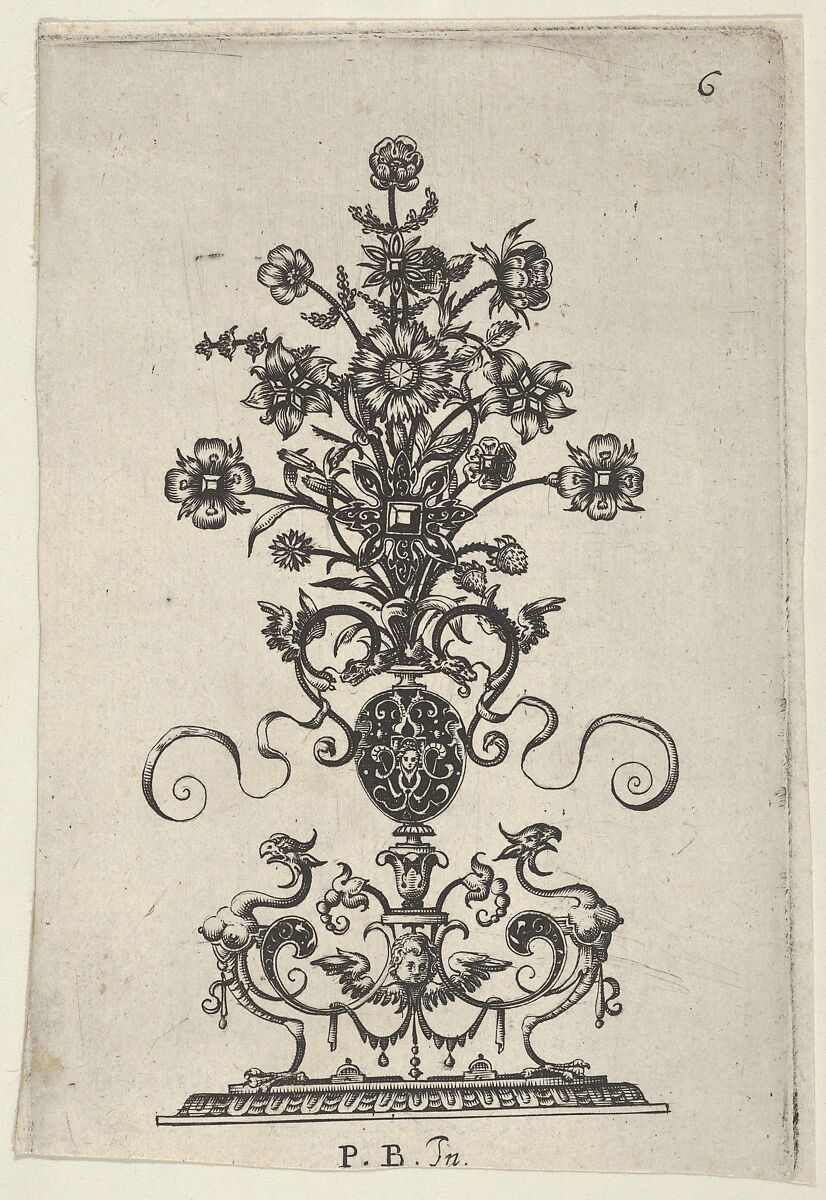 Reverse Copy of Design for a Pendant, from Ars His Myronis Nobilis Effingitus Pagellulis, after Paul Birckenhultz (1561–1639), Engraving and blackwork 