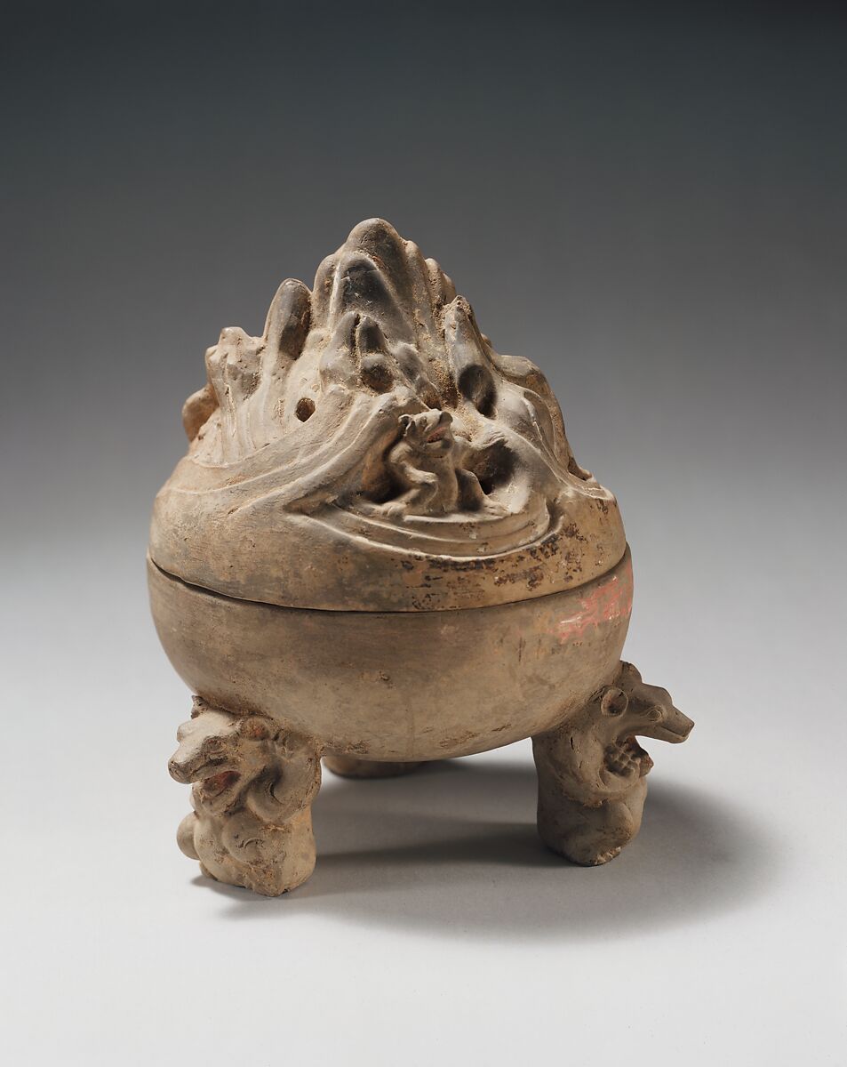 Incense burner, Earthenware with remnants of pigments, China 