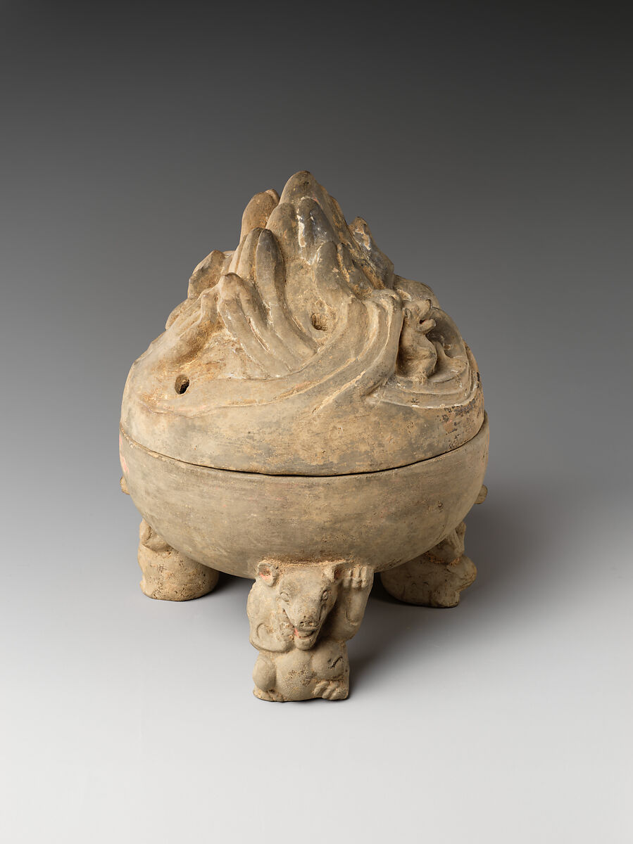 Incense burner, Earthenware with remnants of pigments, China