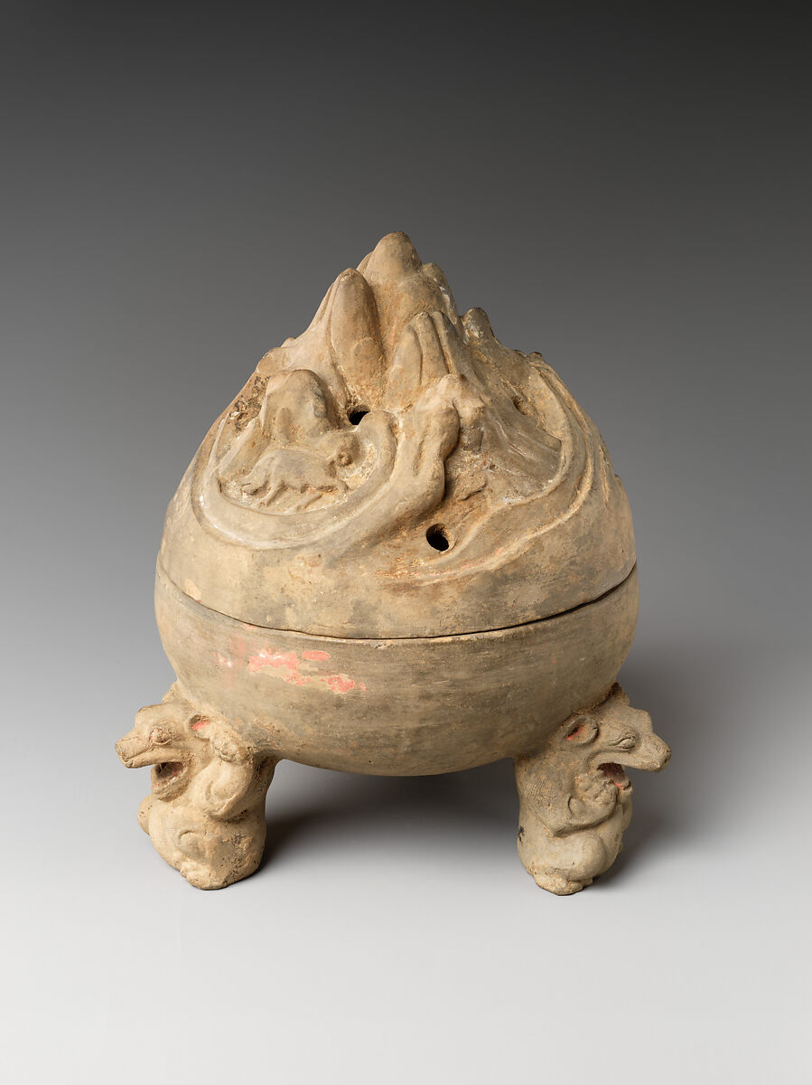 Incense burner, Earthenware with remnants of pigments, China