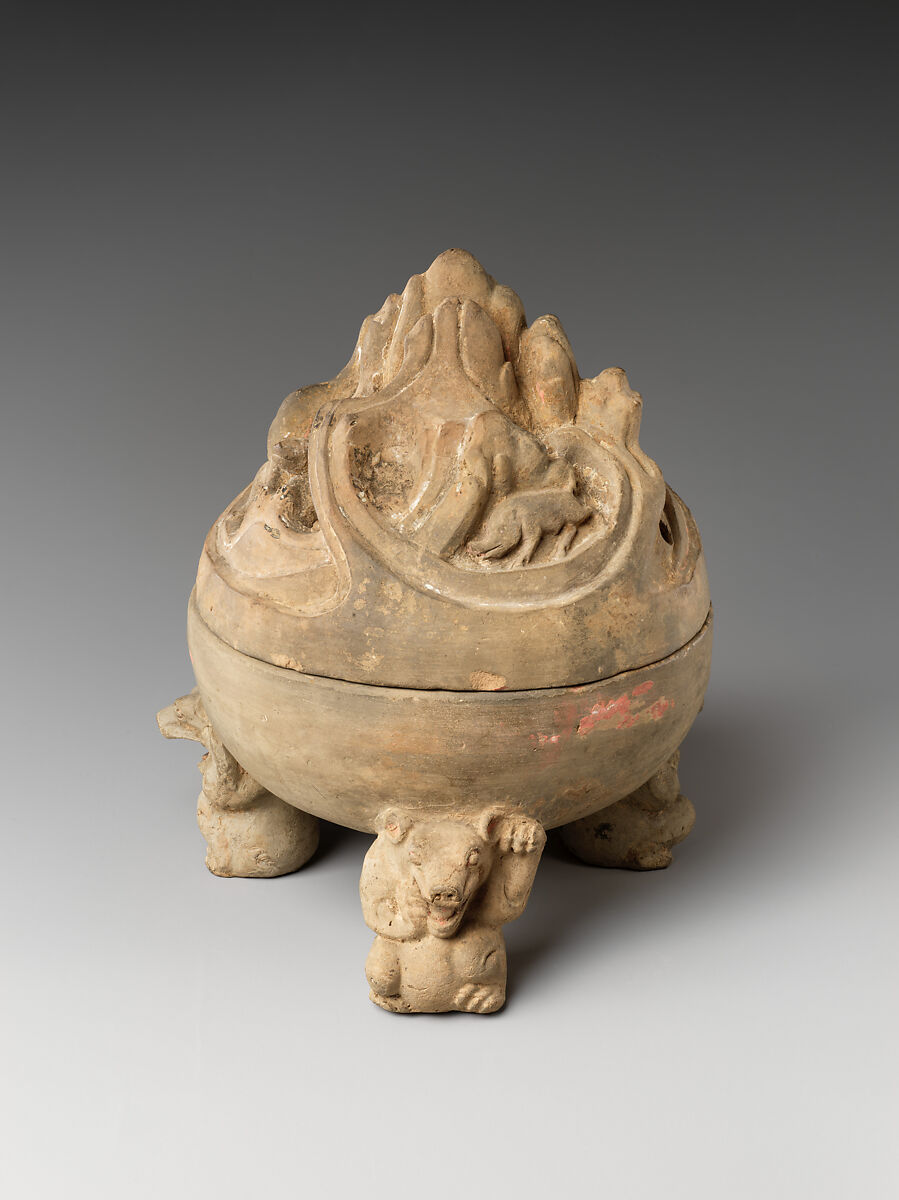 Incense burner, Earthenware with remnants of pigments, China