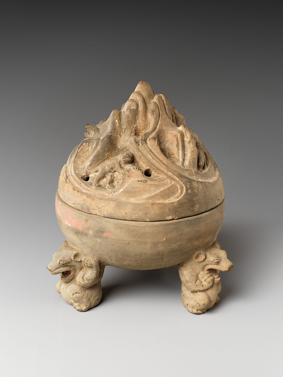 Incense burner, Earthenware with remnants of pigments, China